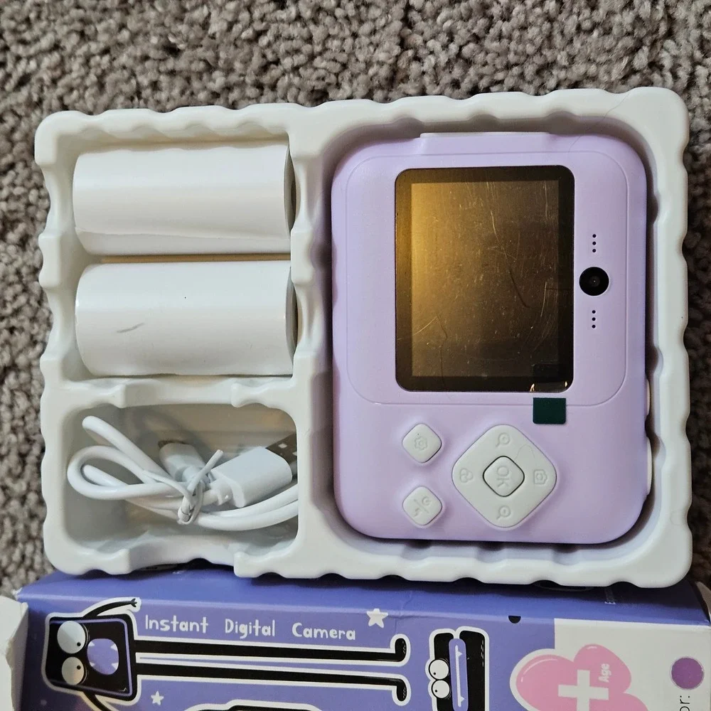 Funshot20 Instant Digital Camera Purple Kids Photo Video Print New Birthday Gift